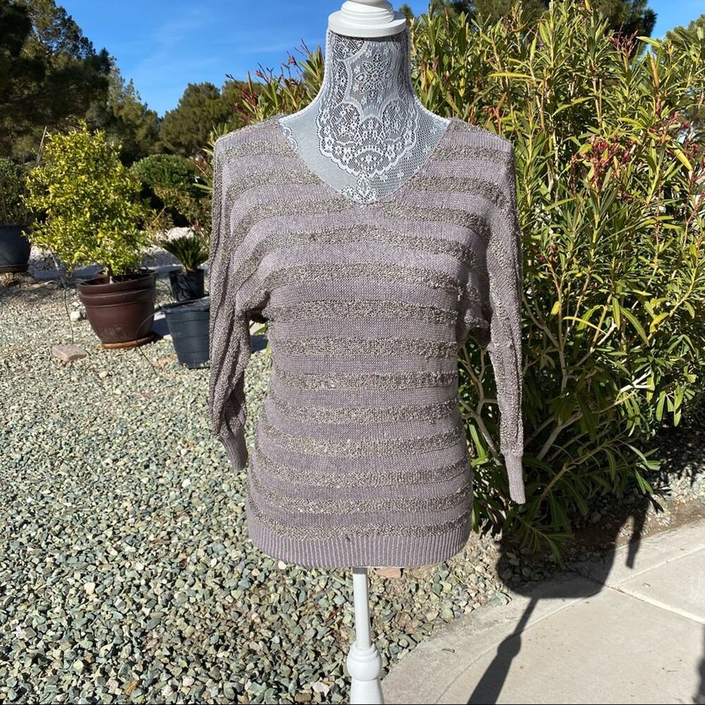 INC International Concepts Women's Metallic Sequin Dolman Sleeve Sweater Top XS - Picture 2 of 6